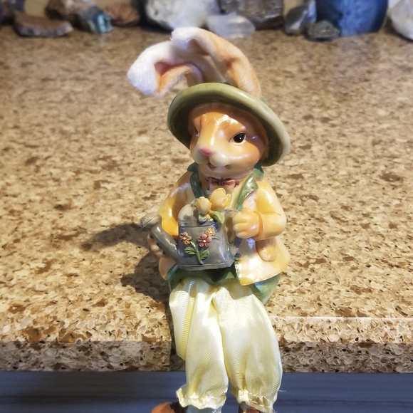 2 Shelf Sitting EASTER BUNNIES w Dangle Legs - Picture 12 of 16